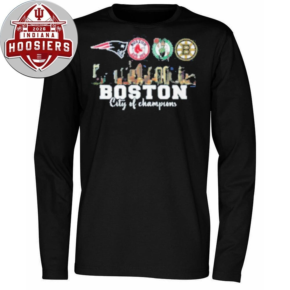 Boston City of Champions Skyline Sports Teams Logo T-Shirt