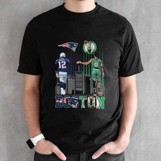 Boston Sports Teams Jayson Tatum And Tom Brady Signatures T-shirt