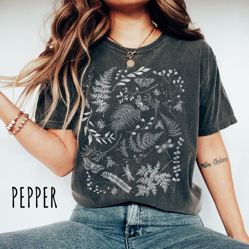 Botanicals, Butterflies & Bees Cottagecore Shirt, Aesthetic Tshirt, Boho T-Shirt, Vintage T Shirt, Soft Tee, Plus Sizes...