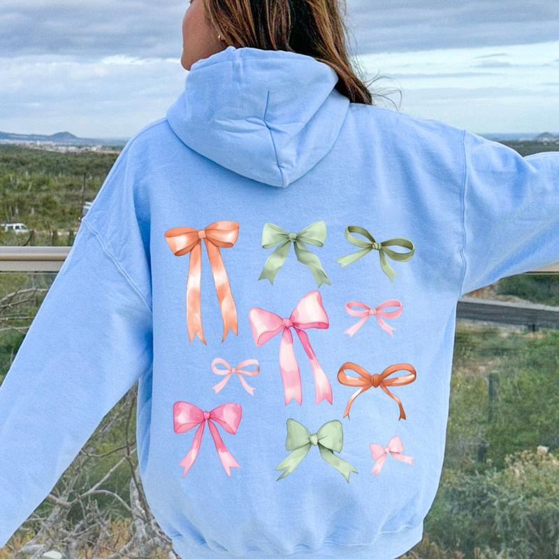 Bow Graphic Sweatshirt, Unisex Cotton Hoodie Oversized Womenswear, Trendy Sweatshirt, Oversized Hoodie T-Shirts