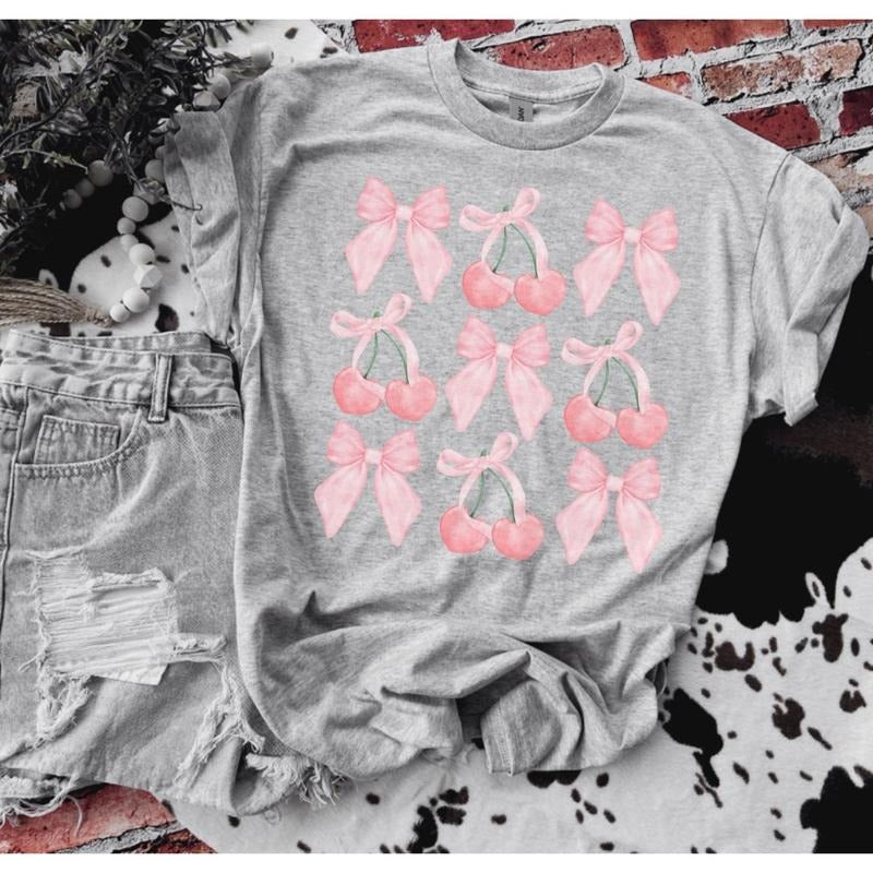 Bows Cherries Cute Bleached Gildan Funny T-Shirts, Hoodie, Sweatshirt