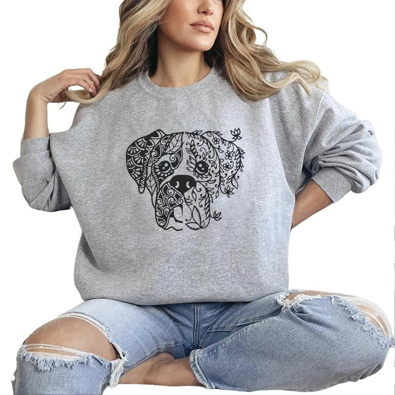 Boxer Flower Mama Sweatshirt, Boxer Mom Hoodie, Boxer Lover Gifts, Dog Mom Gift, New Boxer Puppy Announcement T-shirt...