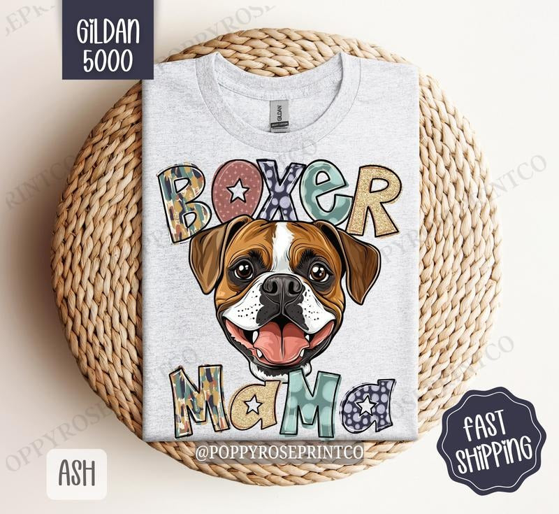 Boxer Mama Shirt Gildan, Dog Mom Women's Tee, Cute Mama Women's Tshirt Plus Sizes Hoodie, Sweatshirt | HypeCrazeTee.com