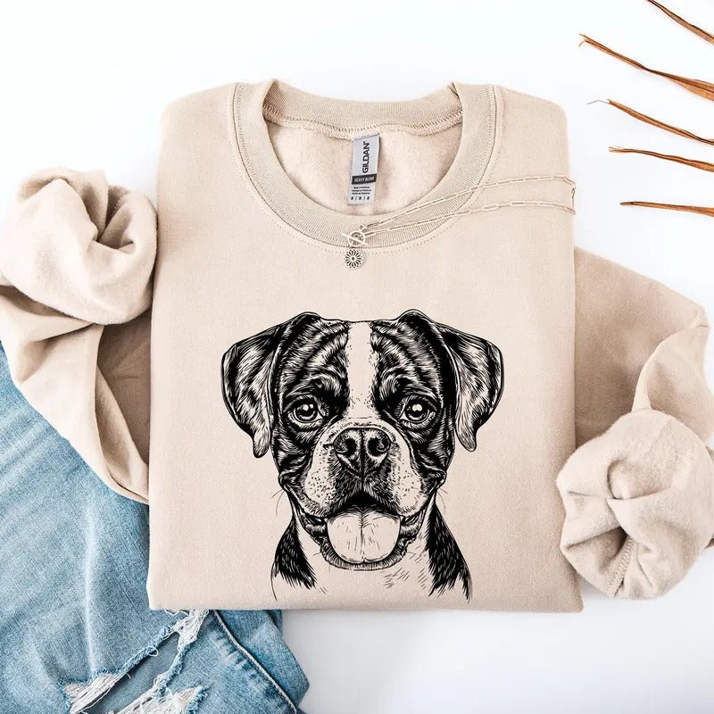 Boxer, Dog Lover Apparel, Pet, Dog Breed, Cute Sweatshirt, Crew Neck, Women's, Crewneckstyle{n002}2 T-Shirts, Hoodie