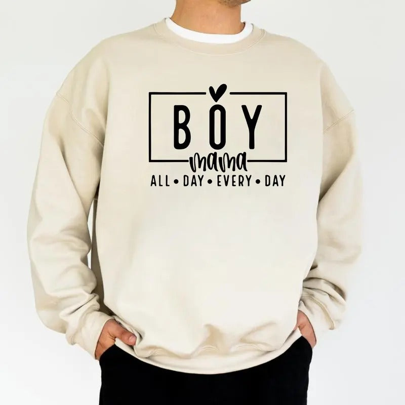Boy Mama All Day Every Day Shirt, Funny Mom Shirt, Cute Parenting T-shirt, Mama Life, Family Humor Apparel, Gift for...