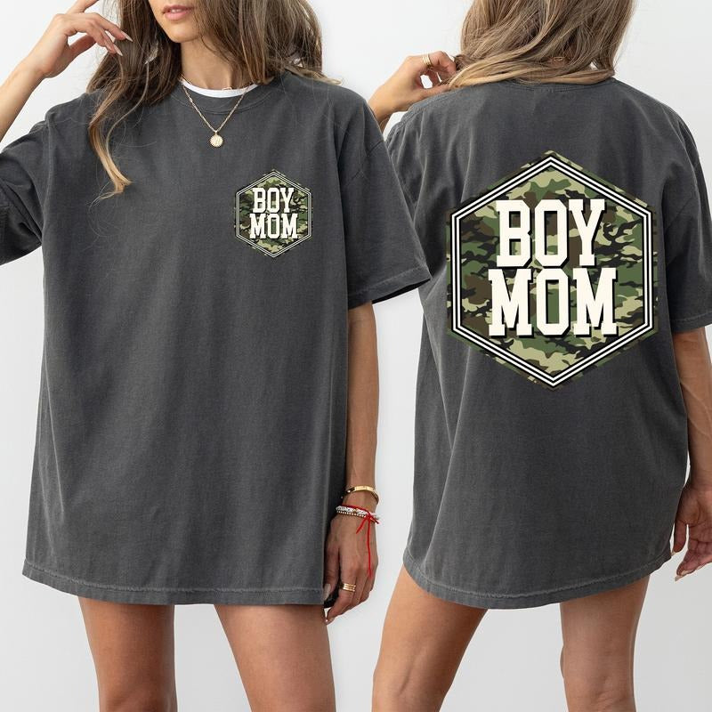 Boy Mom Comfort Colors Shirt, Camo Boy Mama T-shirt, Camouflage Boys Mom Clothing, Gift For Mom, Mother's Day Gift...