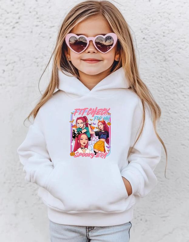 Young Girl's/Boy's Kpop FIT CHECK FOR MY SPOOKY ERA Hoodie Huntrix Huntrix Halloween Y2K Sweatshirt Cute Cartoon Clothes...