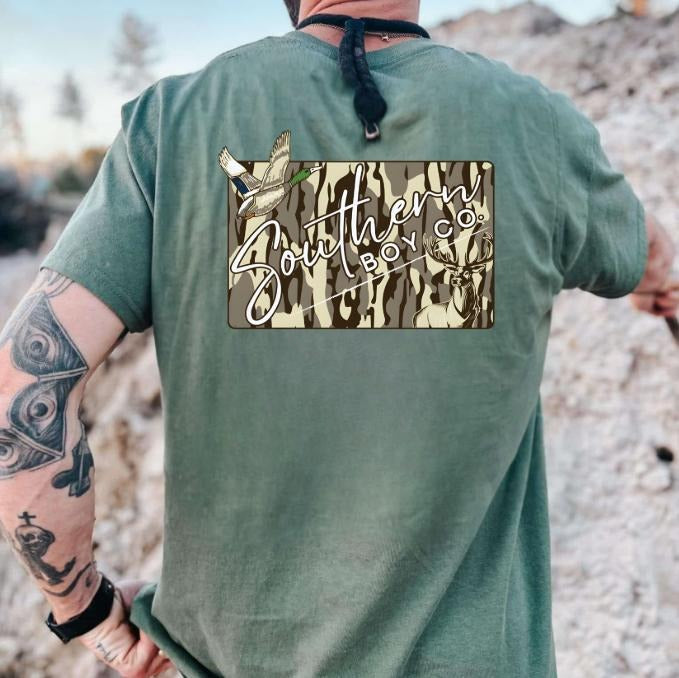 Boys Camo Mallard Deer Tee, Hunting Shirt, Outdoor Graphic T-Shirt, Short Sleeve Style Hoodie, Sweatshirt | HypeCrazeTee.com