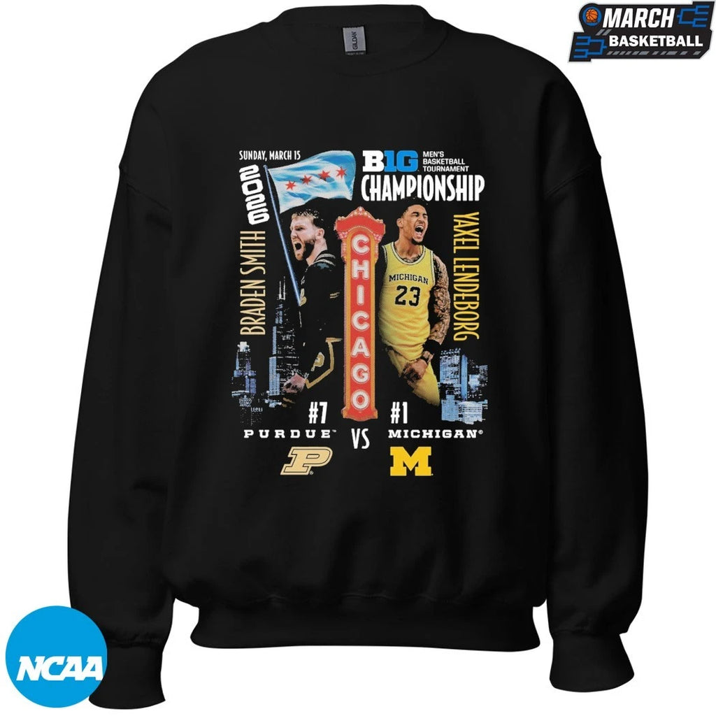 Braden Smith Purdue Boilermakers Vs Yaxel Lendeborg Michigan Wolverines Big Ten Championship Men’s Basketball Matchup Chicago 2026 T-shirts