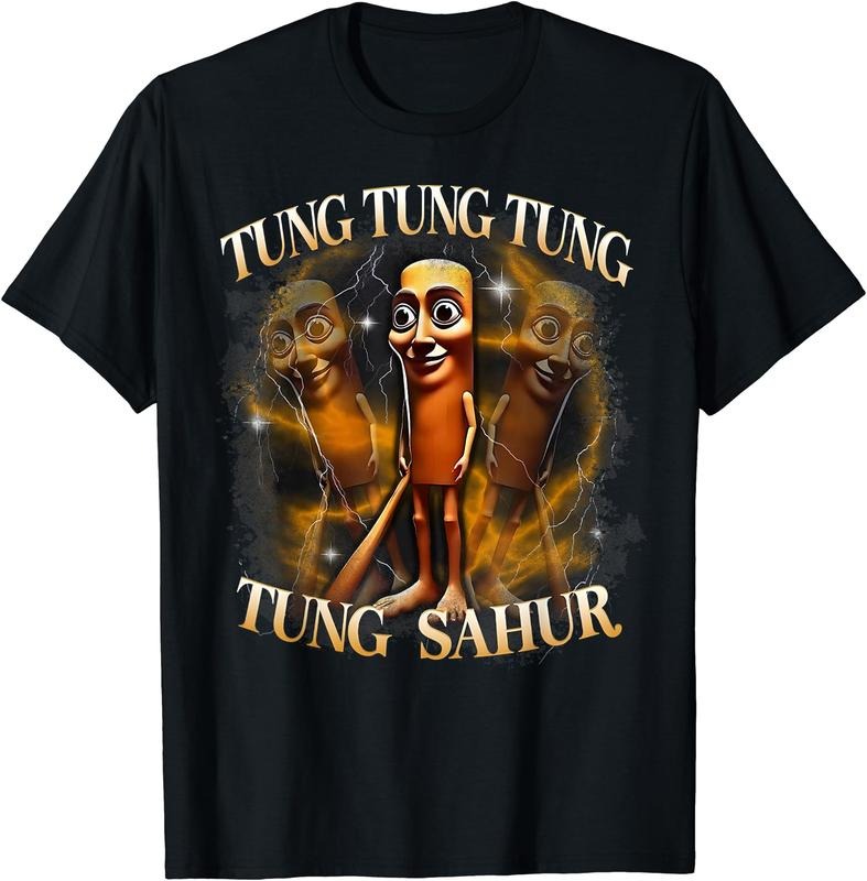 Brainrot Humor Gen Z Shirt - Tung Tung Tung Sahur Funny Meme T-Shirt | Unisex Cotton Tee Gift, Crewneck, Short Sleeve...