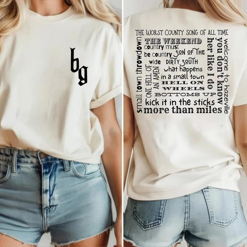 BrantIey GiIbert 2 Sides Country Rock Concert Fan Cowboy Short Sleeve Top Womenswear T-Shirts, Hoodie, Sweatshirt