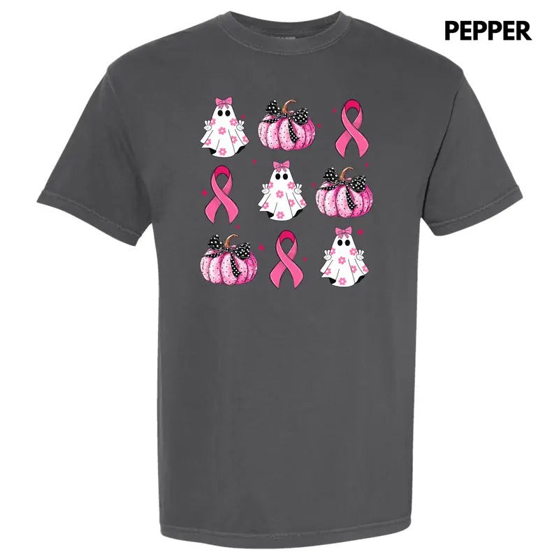 Breast Cancer Ribbon Ghost Collage Comfort Colors T-Shirt 'NLB' Hoodie, Sweatshirt | HypeCrazeTee.com