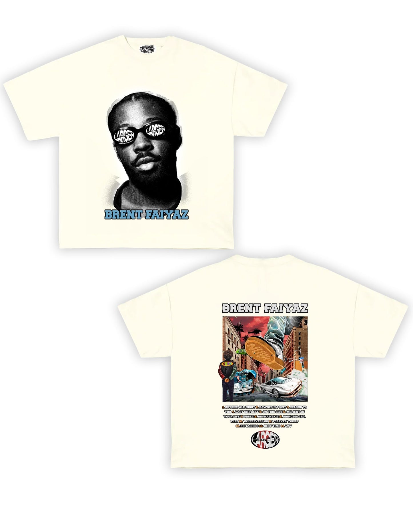 Brent Faiyaz Tribute Vintage Shirt: Front/Back (White)