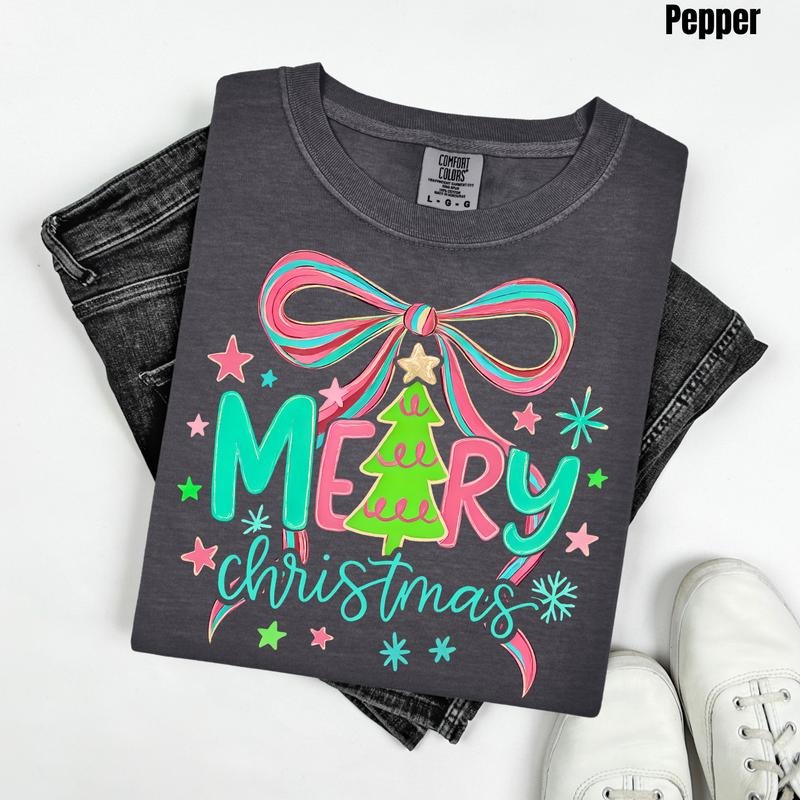 Bright Merry Christmas Comfort Colors T-Shirt 'NLB' Hoodie, Sweatshirt | HypeCrazeTee.com