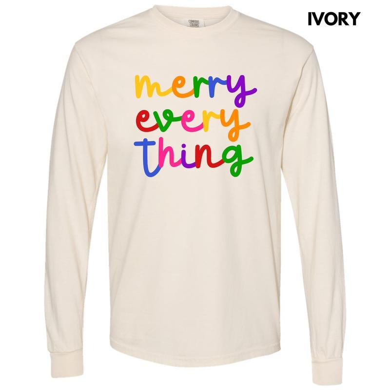 Bright Merry Everything Long Sleeve Comfort Colors T-Shirt 'NLB' Hoodie, Sweatshirt | HypeCrazeTee.com