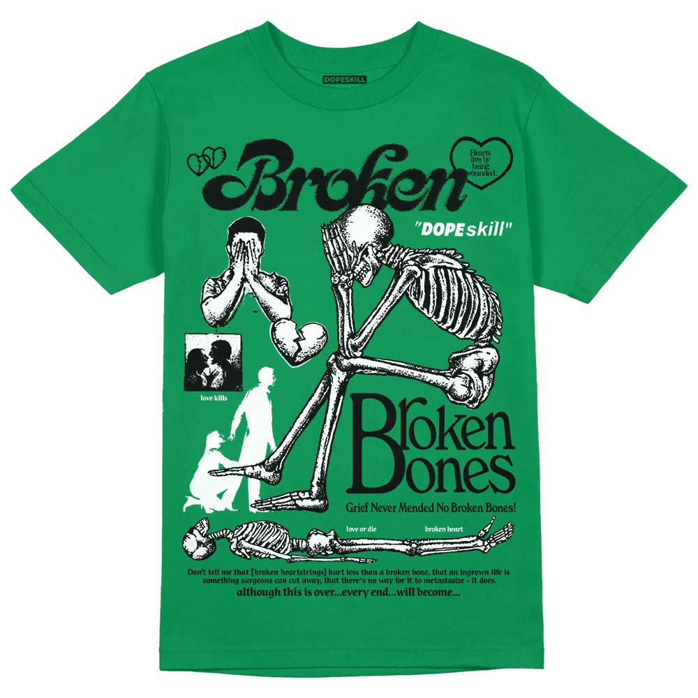 Green Collection DopeSkill Green T-shirt Broken Bones Graphic
