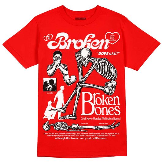 Red Collection DopeSkill Red T-shirt Broken Bones Graphic