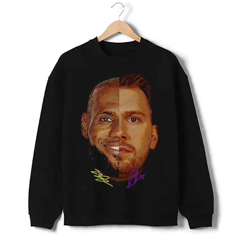 Bron And Luka Sweatshirt LA Basketball Custom Design Graphic Crewneck Sweater Sweatshirt T-Shirts, Hoodie | HypeCrazeTee.com