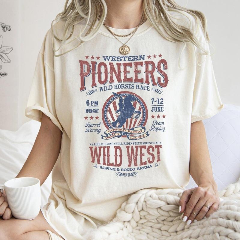Bronco Riding, Wild Horse Race, Cowboy, Cowgirl, Tshirt, Women's Crew Neck, Crewneck Hoodie, Sweatshirt | HypeCrazeTee.com