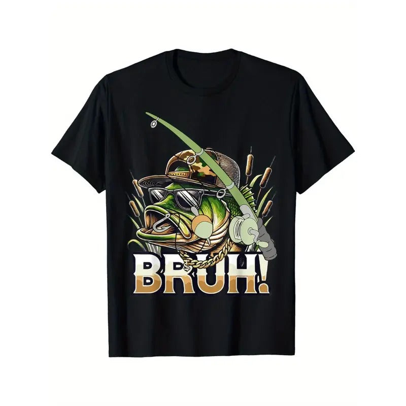 Bruh Funny Fishing Graphic for Men Teen Slang Fishing T-Shirt Made in USA Hoodie, Sweatshirt | HypeCrazeTee.com