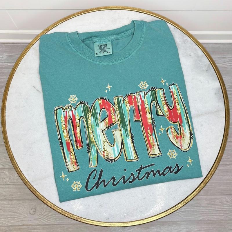 Brushstroke Merry Christmas Comfort Colors T-Shirt 'NLB' Hoodie, Sweatshirt | HypeCrazeTee.com