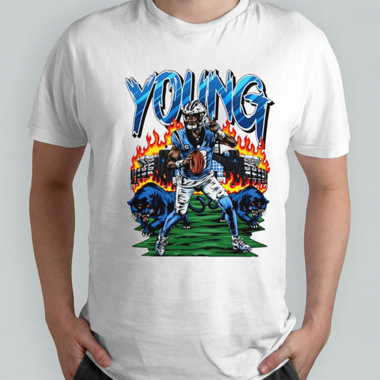 Bryce Young Carolina Panthers Young stadium graphic t shirt