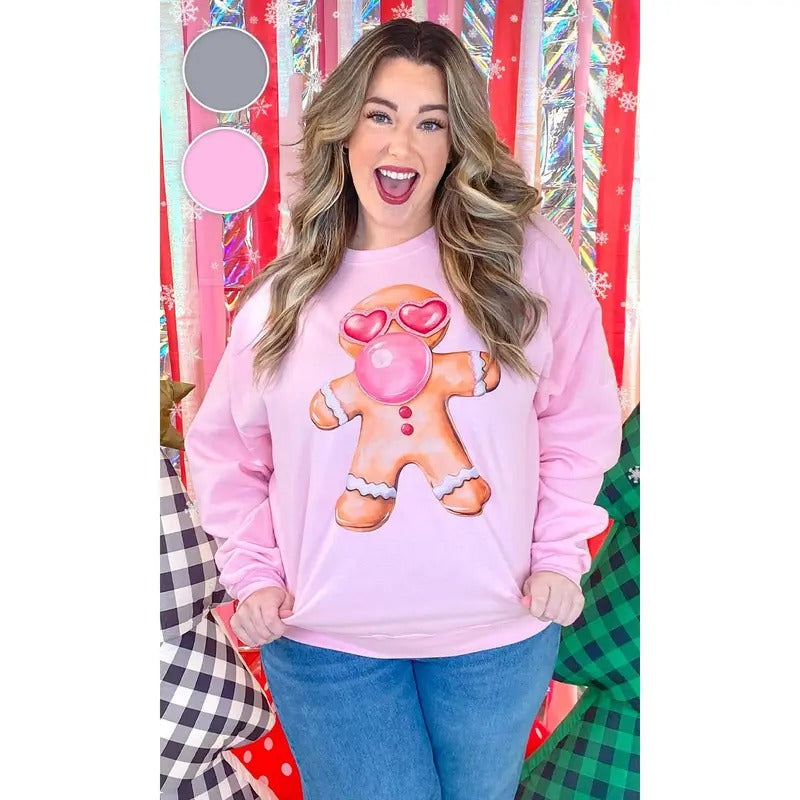 Bubble Gum Gingerbread Christmas Graphic Sweatshirt T-Shirts, Hoodie | HypeCrazeTee.com