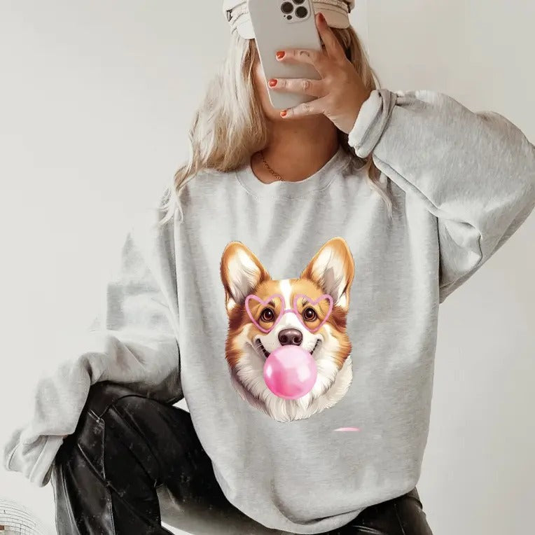 Bubblegum Corgi ~ Relaxed Fit Printed USA Womenswear Casual Comfortable T-Shirts, Hoodie, Sweatshirt