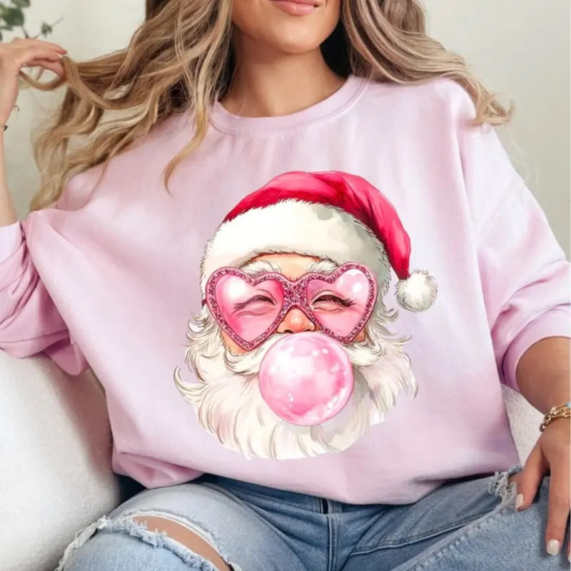 Bubblegum Santa Christmas Sweatshirt T-Shirts, Hoodie | HypeCrazeTee.com
