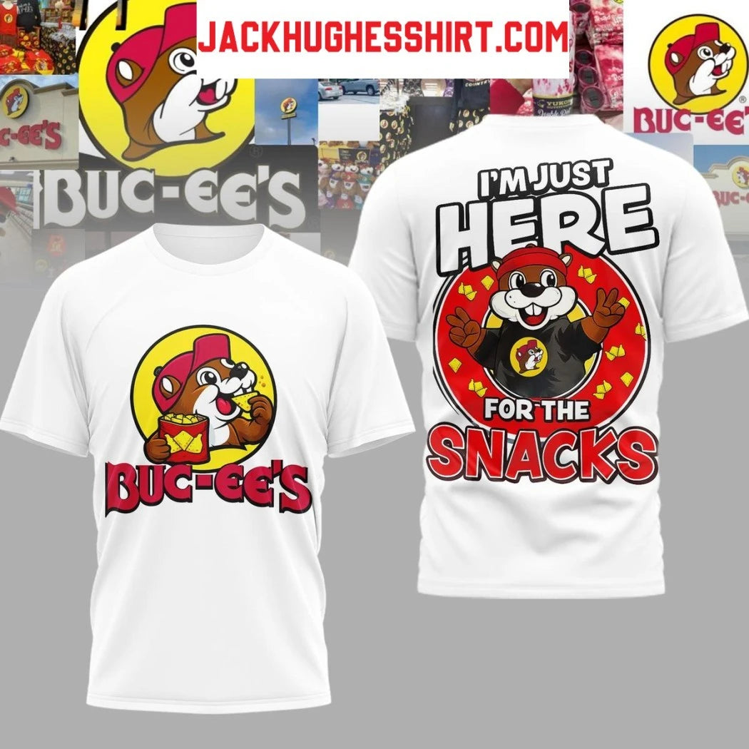 Buc-ee’s I’m Just Here For The Snacks Logo Two Sided Hoodie T-Shirt