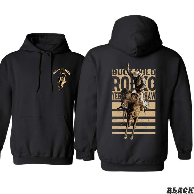 Buck Wild Rodeo Hoodie - Classic Cowboy Riding Graphic, western wear for men, Unisex Hoodie for Adventure and Spirit -...