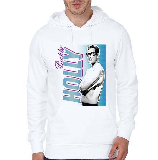 Buddy Holly – Retro Nostalgia Graphic Design White Hoodie