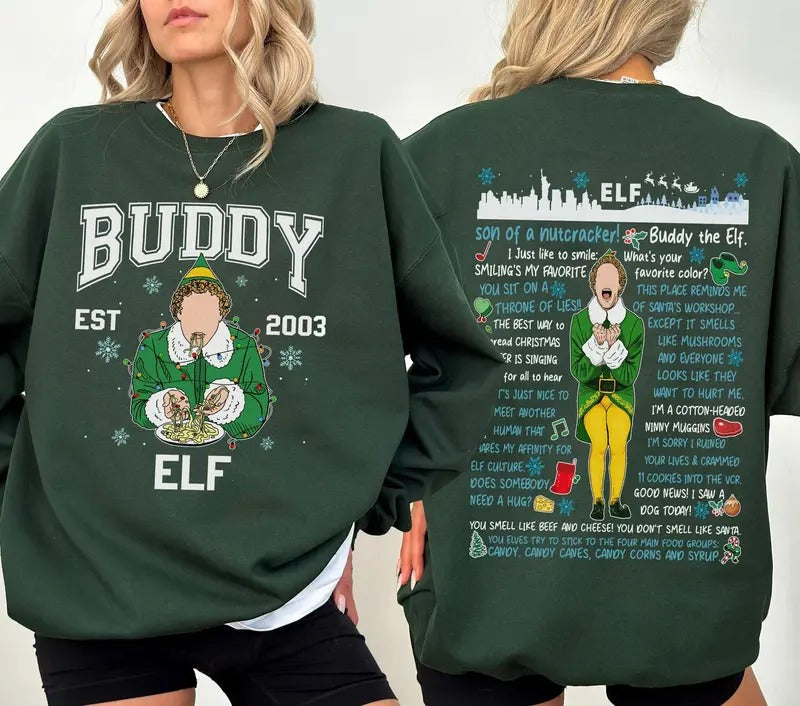 Buddy The Elf Quotes Shirt, Christmas Elf Sweatshirt, BuddyHoodie,  Retro Sweatshirt, Winter Tee Hoodie | HypeCrazeTee.com