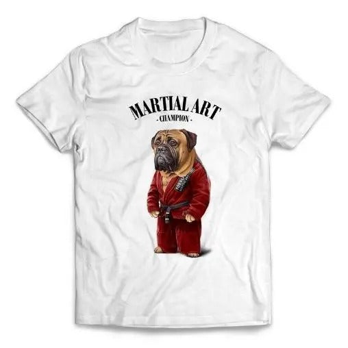 Bullmastiff Dog Sensei in Red Judogi Karate Martial Art - Short-Sleeve Unisex T-Shirt Made in USA Hoodie, Sweatshirt