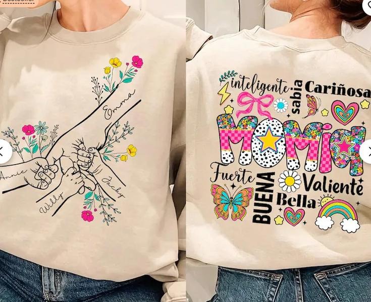 Bundle Madre Shirt, Spanish Mama , Latina Mom Sweatshirt, Mama Sweatshirt, Happy Mother's Day, Floral Madre Hoodie