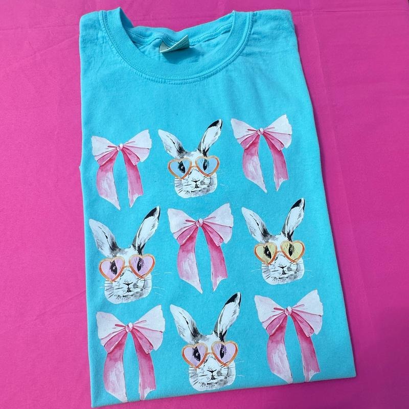 Bunnies & Bows Comfort Colors T-Shirt Hoodie, Sweatshirt | HypeCrazeTee.com