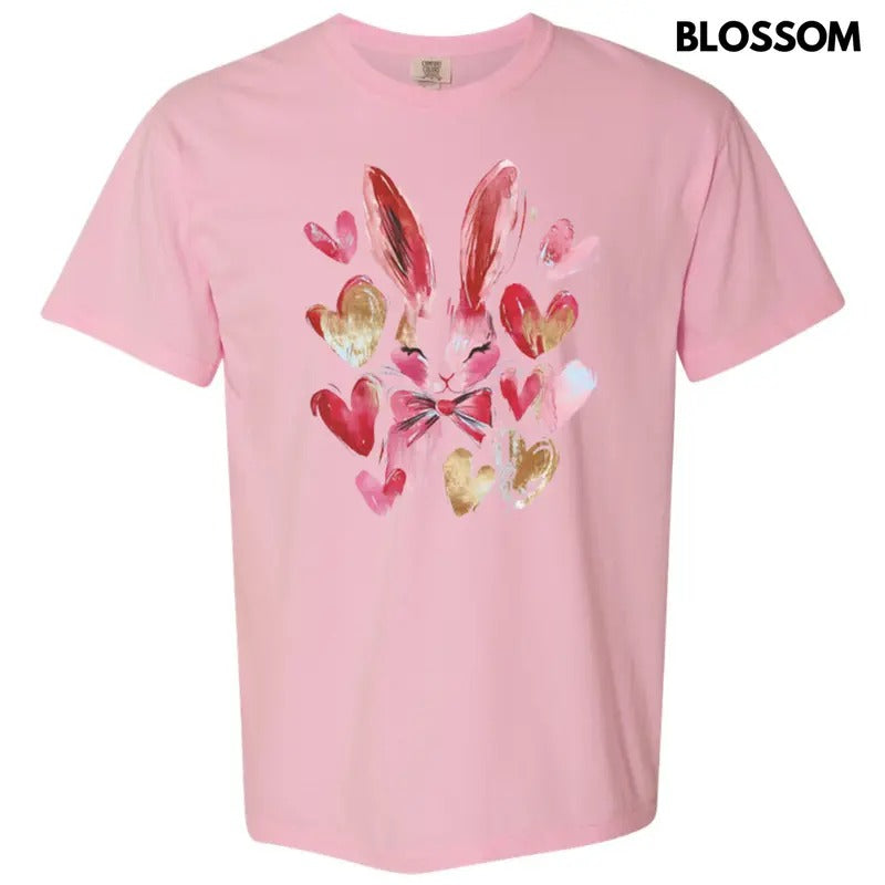 Bunny Gold Hearts Comfort Colors T-Shirt Hoodie, Sweatshirt | HypeCrazeTee.com