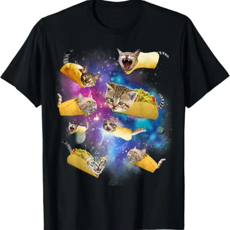 Burrito Pizza Taco Cat Space Tacocat Cat Selfie Vintage 90s Shirt Retro Funny Cat Alien Kitten Shirt Y2k Halftone Gag Washed Cat Lovers T-Shirts, Hoodie, Sweatshirt