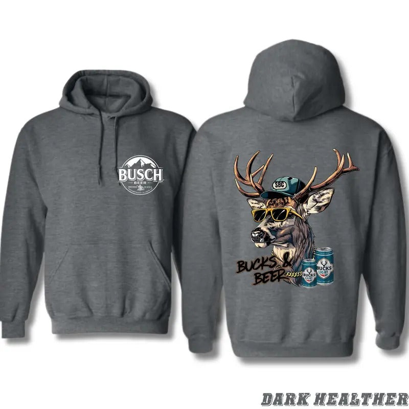 Busch Hoodie - Bold Buck and Beer Graphic Design, Men's Winter Sweatshirt - Pullover, Tops T-Shirts | HypeCrazeTee.com
