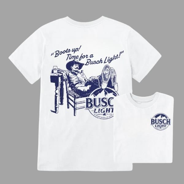 Busch Light Boots Up T-Shirt,  2-Sided for Men-Beer Drink Shirt for Daddy, Funny Drinking Tee Cotton Menswear Hoodie,...