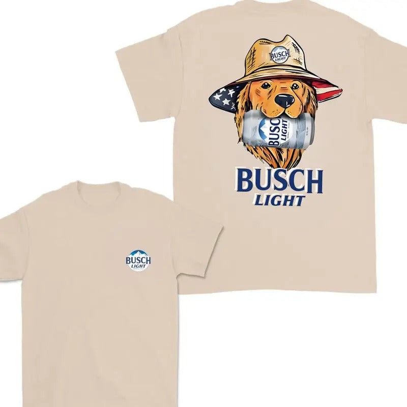Busch Light Golden Dog Hunting 2 Sided T-shirt, Busch Light Hunting Dog Shirt For Men and Women, Unisex Outdoors Funny...