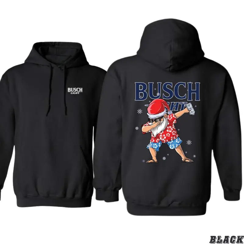 Busch Light Hoodie - Fun Santa Dabbing Design, Perfect for Christmas Cheer, Unisex Sweater - Tops, Sweatshirts T-Shirts