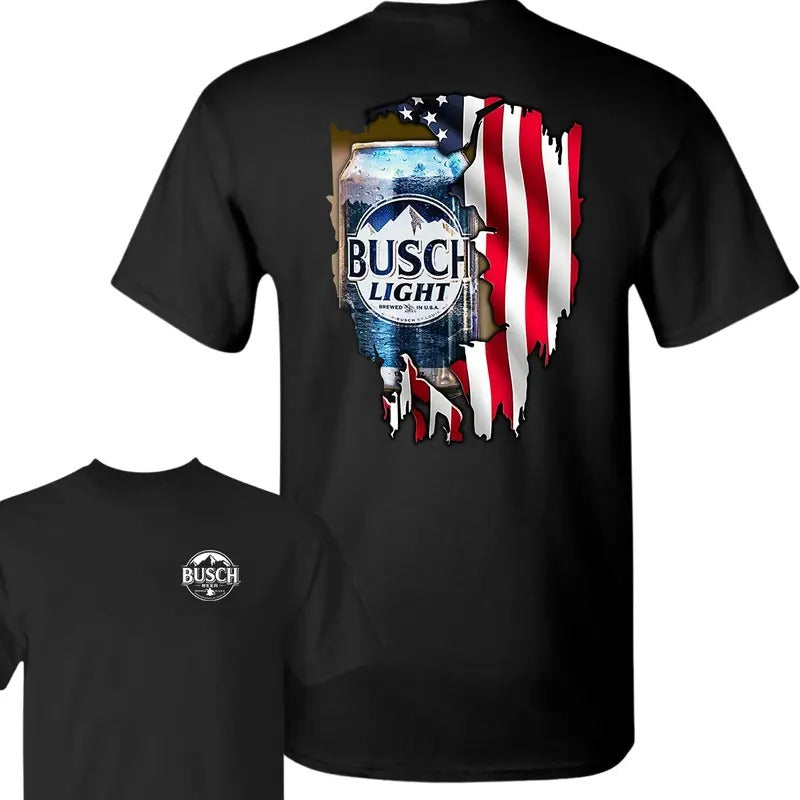Busch Light Logo Flag T-Shirt, Summer T-Shirt, Full Color T-Shirt, Unisex T-Shirt, For Men, For Women, Gift For All...