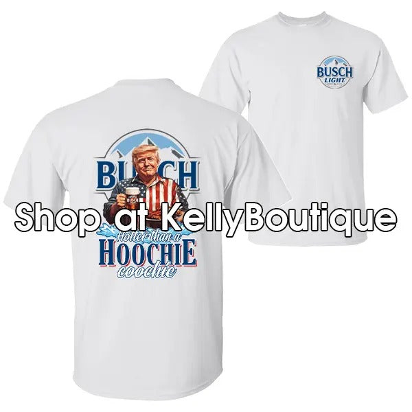 Busch Light MAGA Trump with BBQ Hotter than a Hoochie Coochie 4th of July Shirt, Independence Day Patriotic Unisex Cotton...