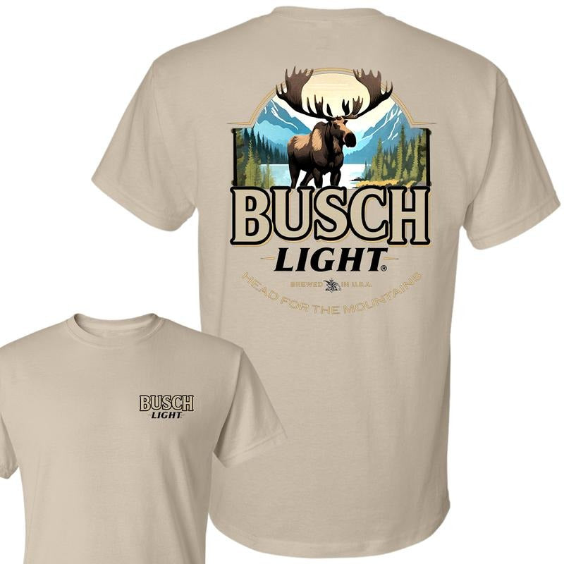 Busch Light Moose Head for the Mountains T-Shirt, Hunting T-Shirt, Full Color T-Shirt, For Men, For Women Hoodie, Sweatshirt