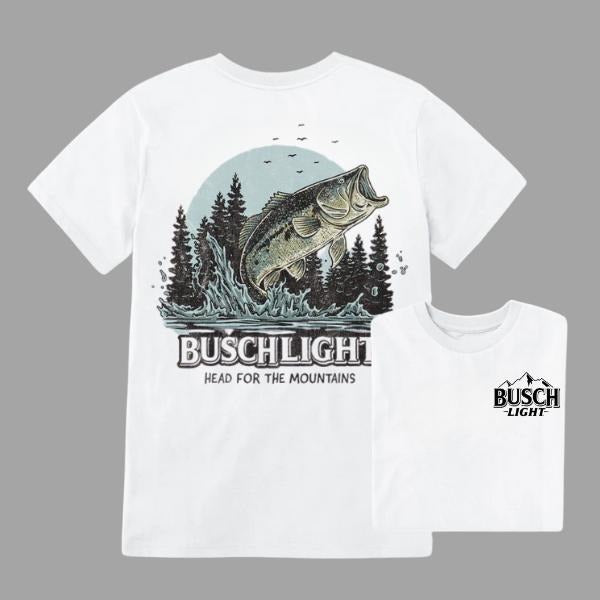 Busch Light Wildlife Bass Sunset Scene 2-sided T-shirt Cotton Menswear Hoodie, Sweatshirt | HypeCrazeTee.com