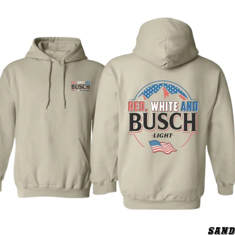 Busch Patriotic Hoodie with American Flag Design and Mountains, tiktok shop store, Unisex Style for National Pride and...