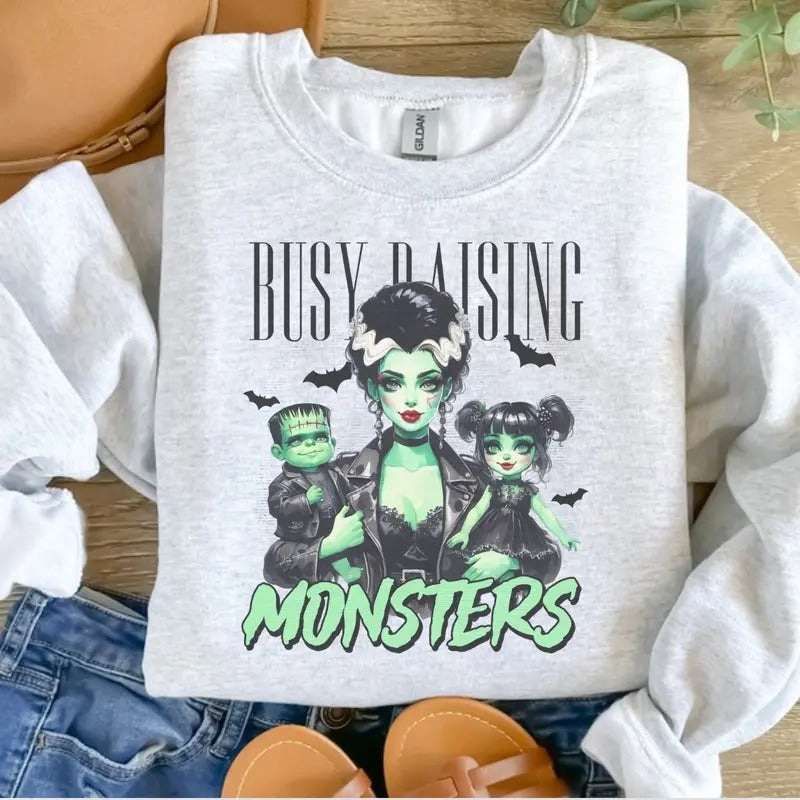 Busy Raising Monsters Ash Grey T-Shirts, Hoodie, Sweatshirt