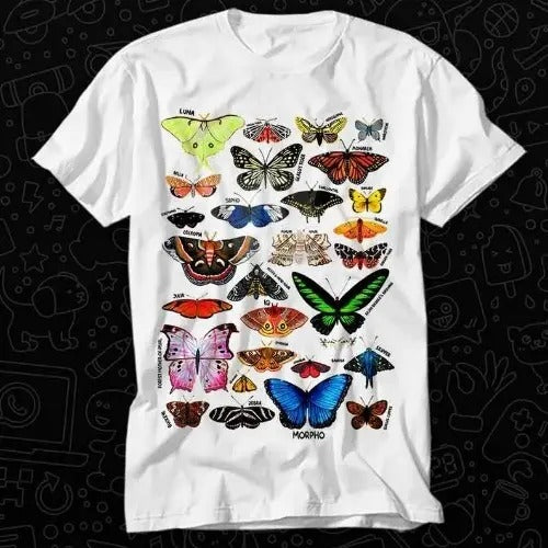 Butterfly Name List Papillon T Shirt Gift For Womens Mens Unisex Top Adult Tee Vintage Music Best Movie OZ225 Made in USA...