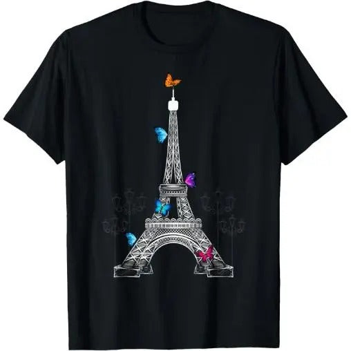 Butterfly with Eiffel Tower French Parisian Homeland T-Shirt Made in USA Hoodie, Sweatshirt | HypeCrazeTee.com